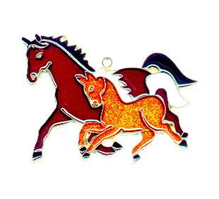 Horse and Colt - Suncatcher (image for) Horse and Colt - Suncatcher